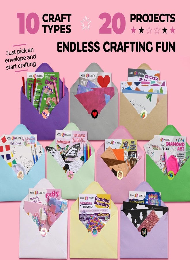 KOOL KRAFTS 20 Arts & Crafts Kit for Girls - The Surprise Craft Box, All-Inclusive DIY Craft Set with 20 Fun Projects, Individually Packaged, Easy Step-by-Step Instructions, Creative Activity Gift for Kids - Image 2